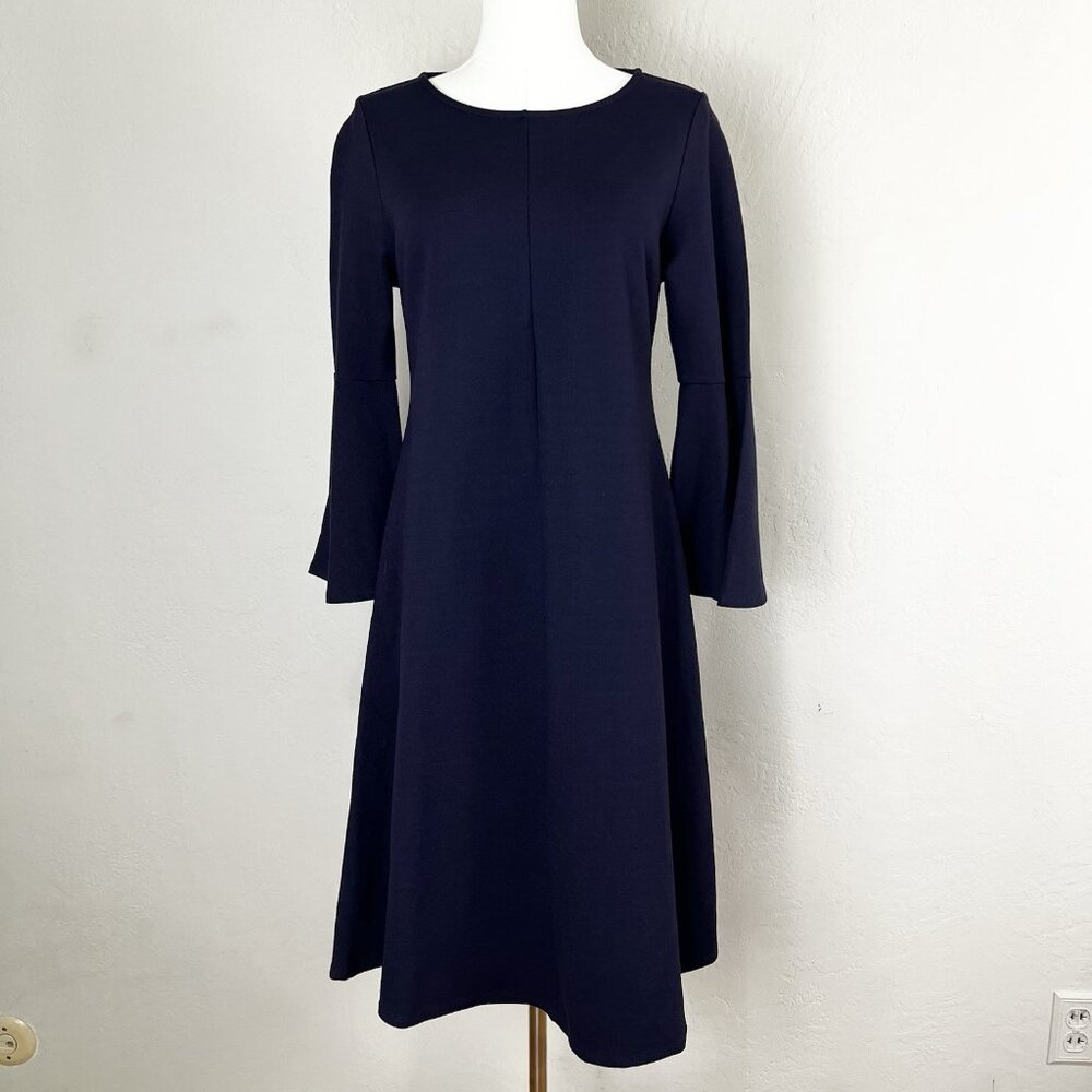 Isabella Oliver Natalia Kick Dress Bell Sleeve Navy Blue Maternity Size 3 = US 8